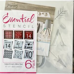 Essential Stencil Reuseable 6pk Valentines Mini Set Flexible Washable Strong 6”